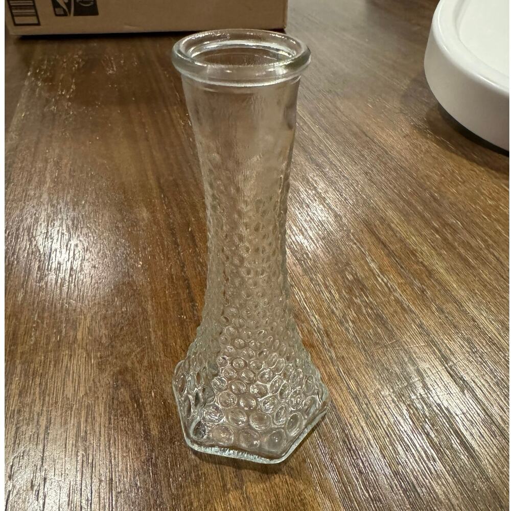 Vase / Hobnail E.O. Brody Clear Glass Bud Vase USA 6” Mid-Century / Vintage